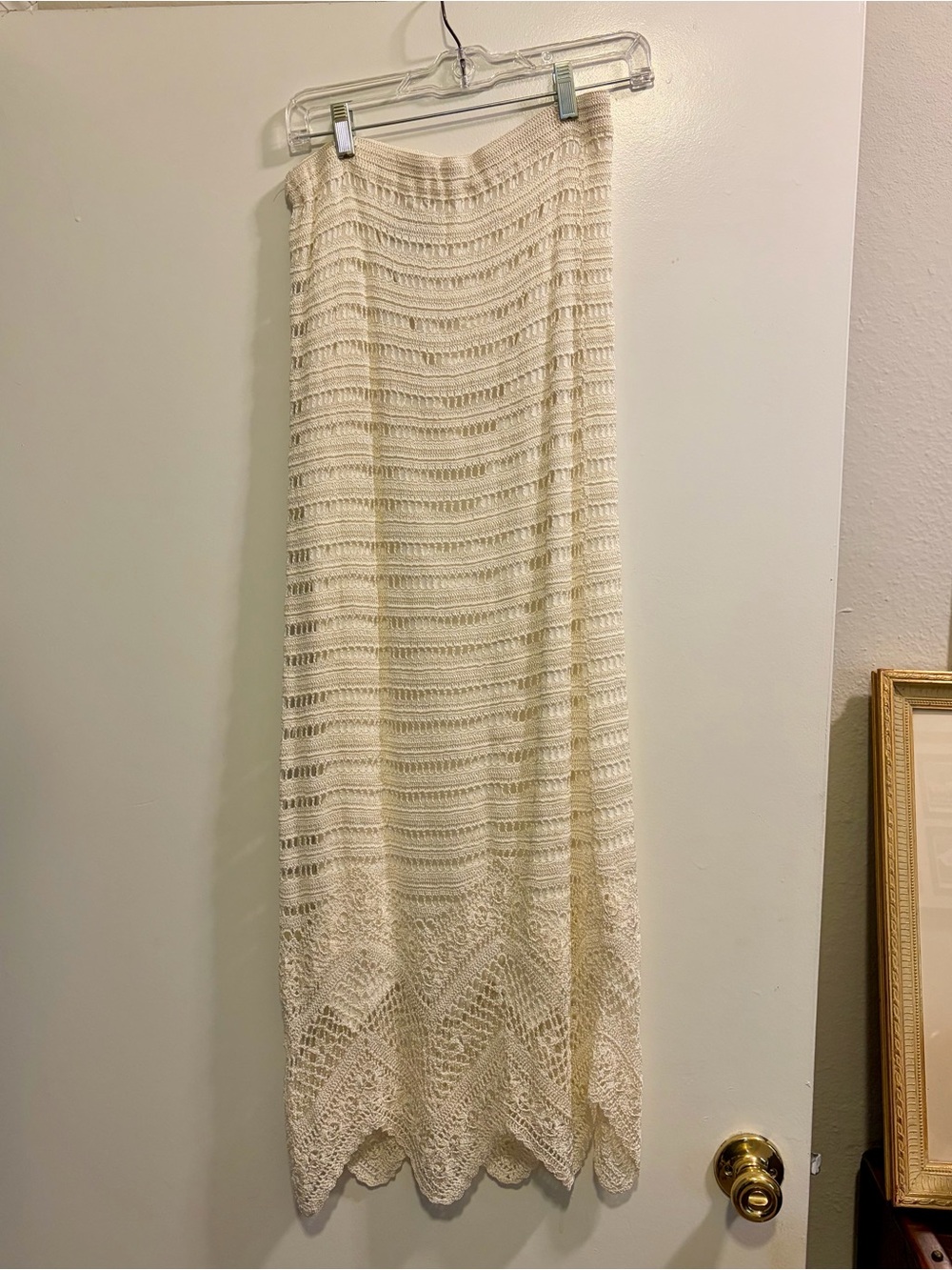 Chico's Cream Crochet Maxi Skirt